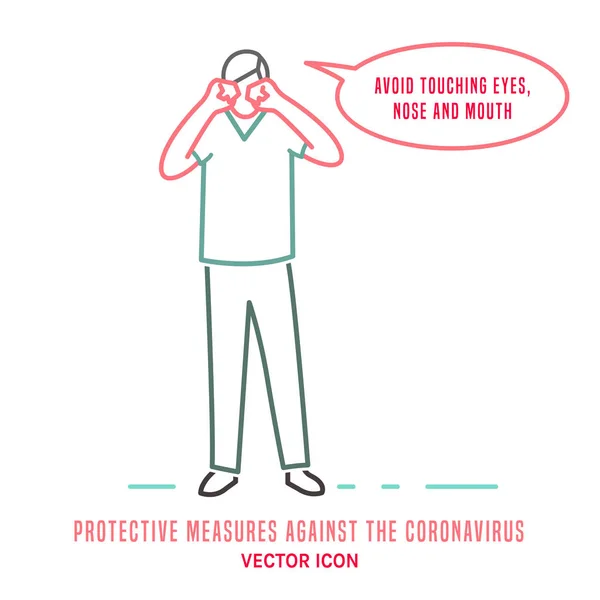 Mesure de protection contre l'icône du coronavirus — Image vectorielle
