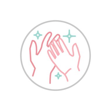 El yıkama ikonu. Solunum temizliği işareti. Anti bakteriyel eller piktogramı yıkıyor. Tıbbi bakım konsepti. Beyaz arkaplanda izole edilmiş vektör illüstrasyonu