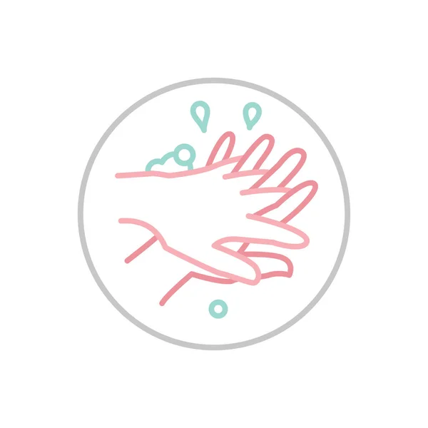 Значок Мытья Рук Признак Гигиены Дыхания Антибактериальные Руки Стирают Пиктограмму — стоковый вектор