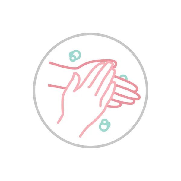 Ícone Higiene Lavagem Manual Sinal Higiene Respiratória Mãos Antibacterianas Lavar — Vetor de Stock