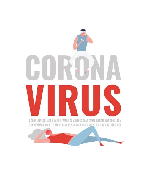 Coronavirus Portrait Banner Covid Epidemic Disease Medical Virology Concept Vertical — Stock Vector