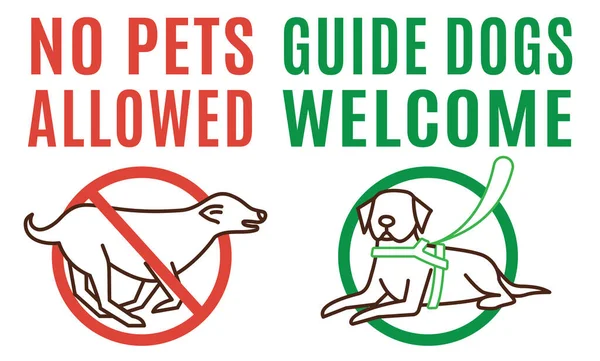 Perros Guía Señal Bienvenida Apoyo Ayuda Animal Personas Con Discapacidad — Vector de stock