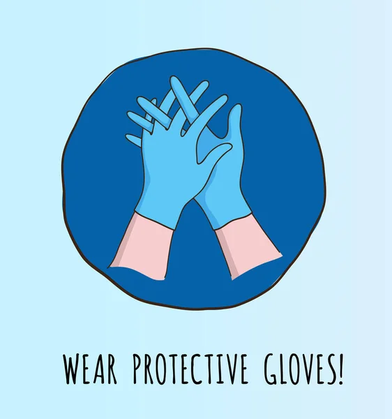 Použít plakát s ochrannými rukavicemi — Stockový vektor