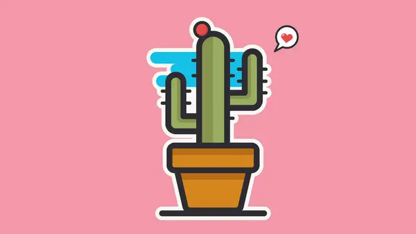 Minimalistische Cactus Bloem Pictogram Plat Schattig — Stockfoto