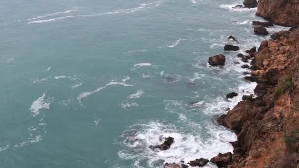 Ocean Seascape Large Wave Crashing Sandy Shore — Stock Video