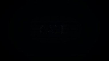 Karanlık Duvar 'da Neon Light satışı. Gece kulübü yanıp sönen neon tabela stilinde indirimli pankart. Hareket Canlandırması.