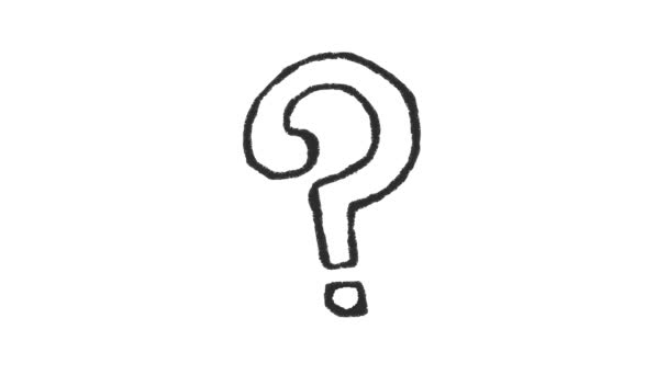 Handmade question mark doodle animation. Pure white background. — Stock Video