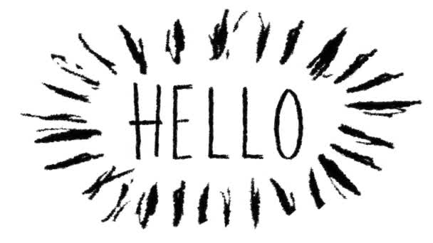 Hello Letters Scribble Animation Doodle Animación de palabras garabateadas con letras escritas a mano parpadeando sobre fondo blanco — Vídeos de Stock