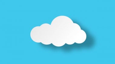 Cloud in flat style with shadow. Flat design. Paper cut style. Loop with alpha channel.