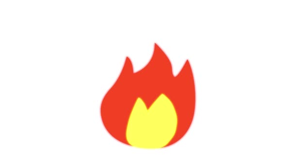 Réaction Fire Emoji, animation icône sur fond blanc — Video