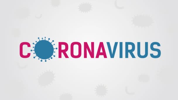 Assine cuidado coronavírus. Parem o coronavírus. Surto de coronavírus. Perigo de coronavírus e doença de risco para a saúde pública e surto de gripe. Conceito médico pandêmico com células perigosas — Vídeo de Stock