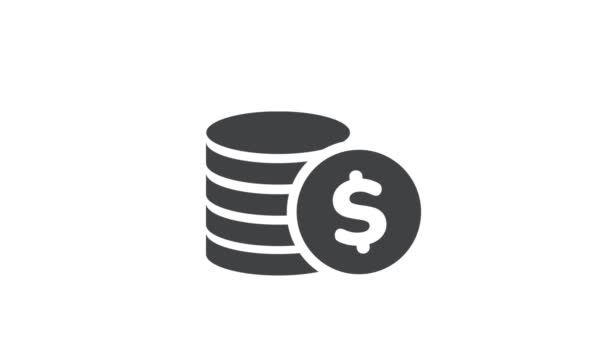 Icon of stacks of black coins grow. Alpha matte. Can be used for financial infographic. — Stock Video