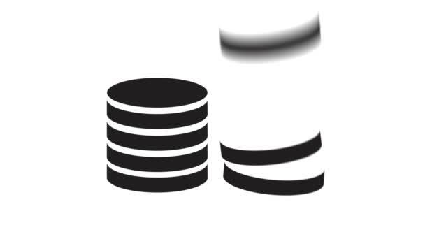 Icon of stacks of black coins grow. Alpha matte. Can be used for financial infographic. — Stock Video