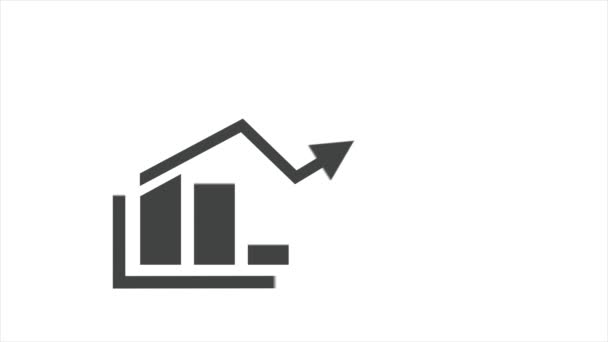 Diagrama gráfico de barras, isolado em fundo branco, com canal alfa . — Vídeo de Stock