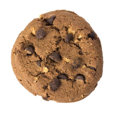 Beyaz arkaplanda izole edilmiş çikolatalı kurabiye