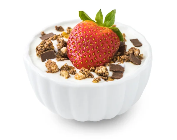 Yogurt with Strawberry and Muesli — Stock Photo, Image