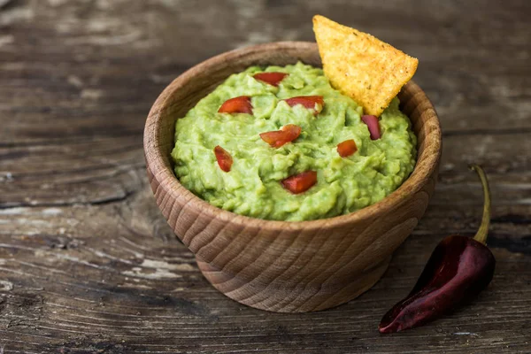 Guacamole with Tortilla Chip — Stock Photo, Image