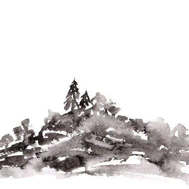 Suluboya arazi illüstrasyon kart dekor veya davet için.