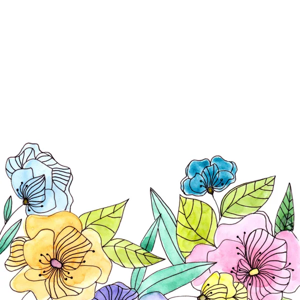 Mode Aquarell Blumen Für Postkarte Oder Hochzeitseinladung Florale Illustration Für — Stockfoto