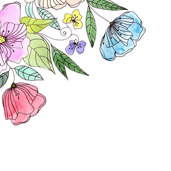 Mode Aquarell Blumen Für Postkarte Oder Hochzeitseinladung Florale Illustration Für — Stockfoto