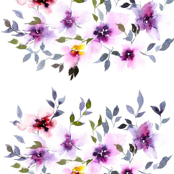 Beautiful Watercolor Flowers Postcard Wedding Invitation Floral Illustration Card Decor — Stock Photo, Image