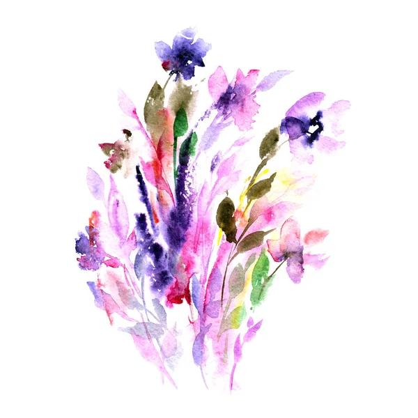 Belles Fleurs Aquarelle Pour Carte Postale Invitation Mariage Illustration Florale — Photo