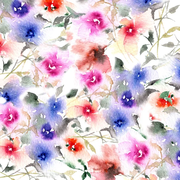 Akwarela Mak Kwiaty Życzeniami Lub Wesele Zaproszenie Ilustracja Kwiat Kwiatowy — Zdjęcie stockowe
