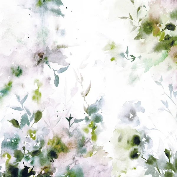 Abstrakt Vackra Akvarell Blommor För Vykort Blommig Illustration För Kort — Stockfoto