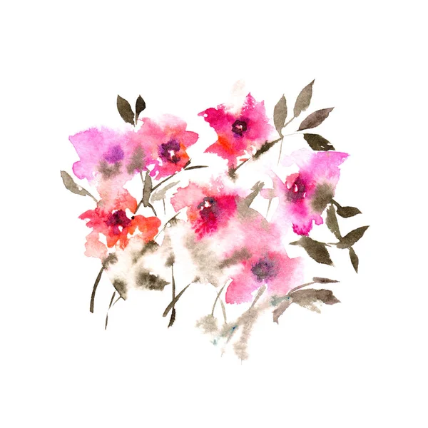 Fleurs Aquarelle Colorées Pour Carte Postale Invitation Illustration Florale Pour — Photo