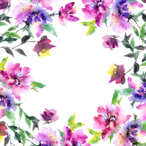 はがきや結婚式の招待のためのロマンチックな水彩花 カードの装飾のための花のイラスト — ストック写真