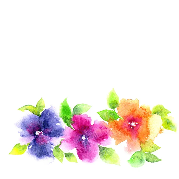 Beautiful Watercolor Flowers Postcard Wedding Invitation Floral Illustration Card Decor — Stock Photo, Image