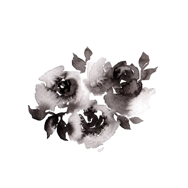 Blommig Illustration För Inbjudan Kort Inredning Med Akvarell Blommor — Stockfoto
