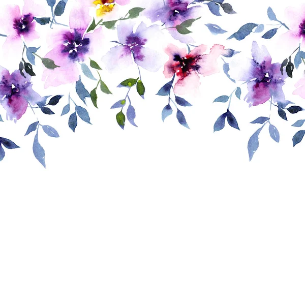 Gyönyörű Akvarell Virágok Képeslapot Vagy Esküvői Meghívó Virágos Illusztráció Kártya — Stock Fotó