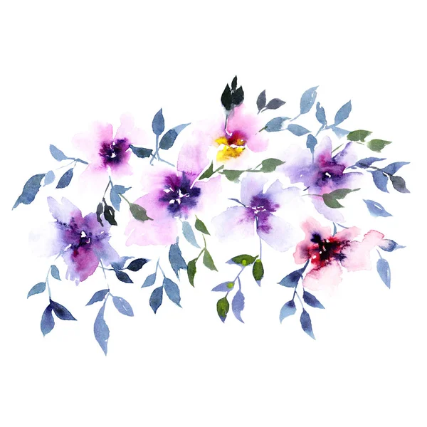 Belles Fleurs Aquarelle Pour Carte Postale Invitation Mariage Illustration Florale — Photo