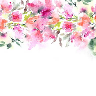 Çiçek arka plan. Suluboya soyut çiçek. Çiçekli tebrik kartı. Düğün iiinvitation tasarım. Çiçek sınır.