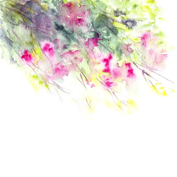 Цветочный Фон Розовым Зеленым Цветами Открытка Цветами Шаблон Свадебного Приглашения — стоковое фото
