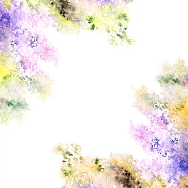 抽象的花卉背景 水彩抽象的花朵 带鲜花的贺卡 Iiinvitation 花卉边框 — 图库照片