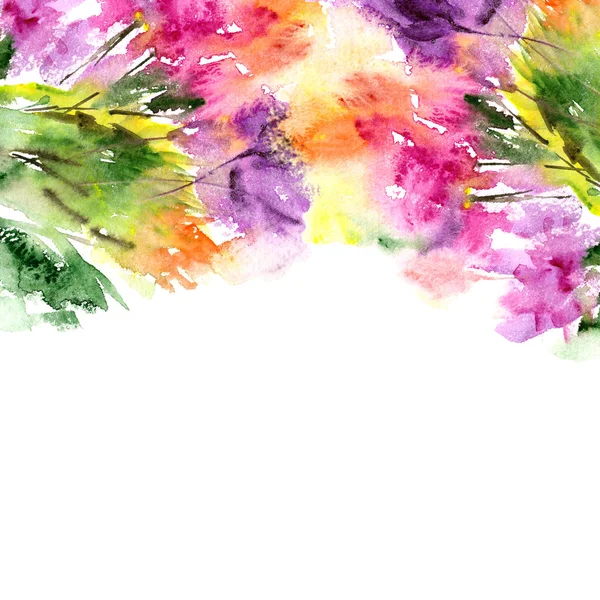 Blommig Ram Akvarell Blommig Bakgrund Abstrakta Blommor Gränsen Mall För — Stockfoto