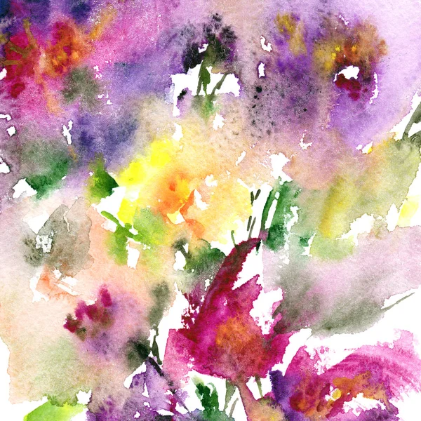 Abstrakt Blommig Bakgrund Akvarell Abstrakta Blommor Gratulationskort Med Blommor — Stockfoto
