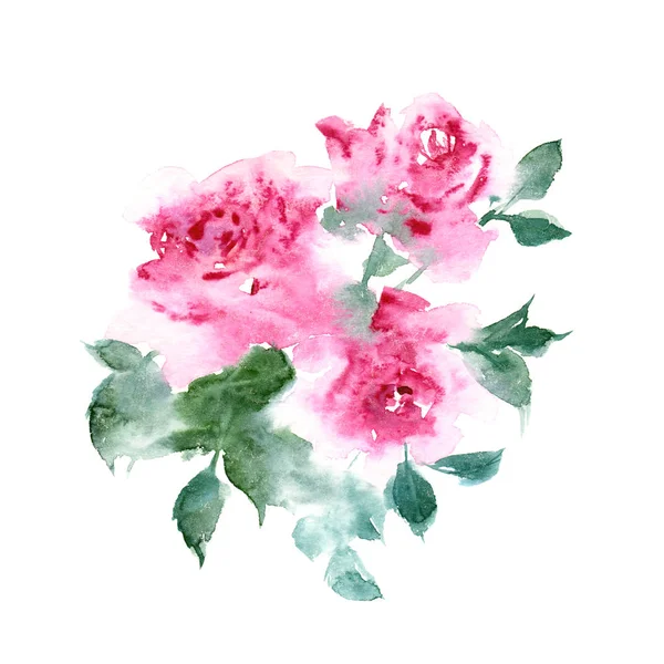 Bukiet Róż Akwarela Ślub Tło Inviitatiion Ilustracja Kwiat Kwiatowy Dla — Zdjęcie stockowe