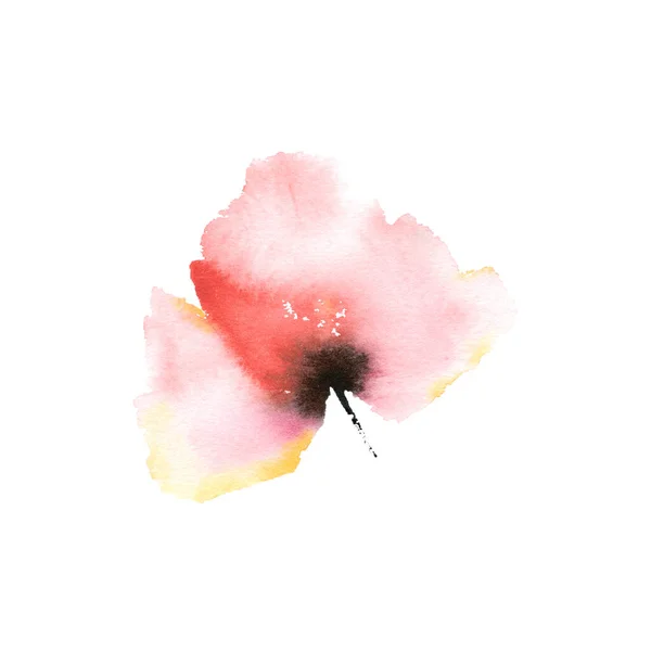 Red Flower Single Hand Drawn Flower Watercolor Poppy Greeting Card — Stock Photo, Image