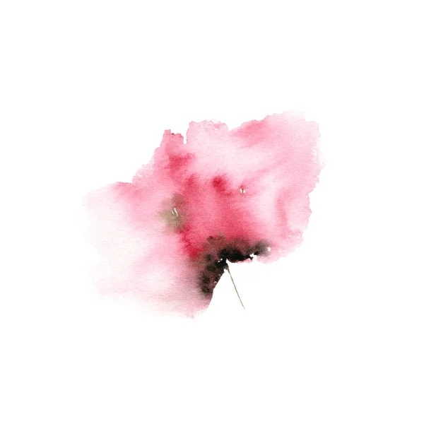 ピンクのケシの花 一本の花 グリーティングカードのデザインのための水彩花 結婚式招待花の装飾 誕生日カードのデザインのための抽象的な花を描く 桜の蕾を描いた — ストック写真