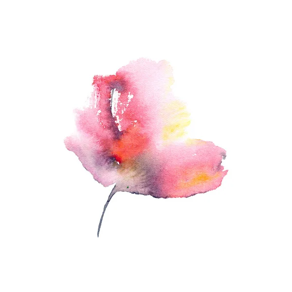 Kırmızı Çiçek Tek Elle Çizilmiş Çiçek Tebrik Kartı Tasarımı Için — Stok fotoğraf