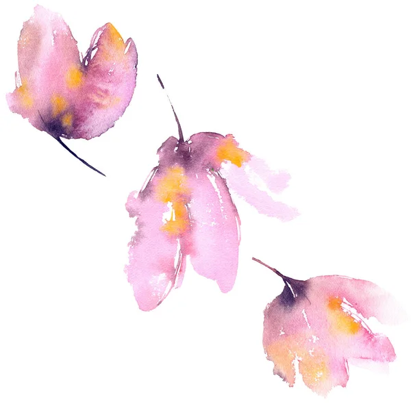 Kartka Rysunkiem Różowych Magnolii Kwiatowe Tło Zaproszenie Ślub Kwiatowy Wzór — Zdjęcie stockowe