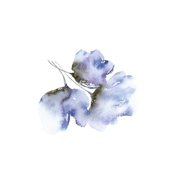 Blue watercolor flowers. Floral decor for greeting card. Drawing flowers for wedding invitation design. Watercolor floral bouquet. Abstract floral minimalism. Floral birthday card.