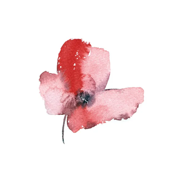 Pink Poppy Single Drawing Flower Watercolor Flower Greeting Card Design — Stock Photo, Image