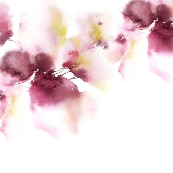 紫色的苦艾花背景 古色古香的水彩花背景 婚宴请柬花卉设计 有黄色柔和花朵的贺卡 花卉生日卡 — 图库照片