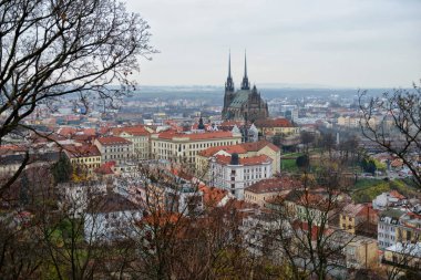 Brno, Çek Cumhuriyeti - Çek Cumhuriyeti 'nin eski Brno kasabası üzerine panoramik görüş
