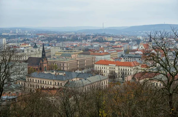 Brno, Çek Cumhuriyeti - Çek Cumhuriyeti 'nin eski Brno kasabası üzerine panoramik görüş