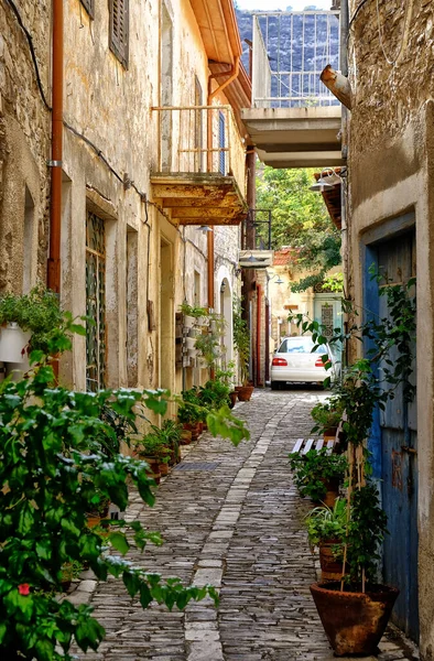 Een rustige straat in een oude dorp van Pano Lefkara. Het District Larnaca, Cyprus. — Stockfoto